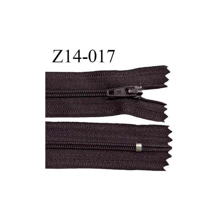 Fermeture zip 14 cm non séparable couleur marron tirant sur le prune zip glissière nylon invisible prix à l'unité