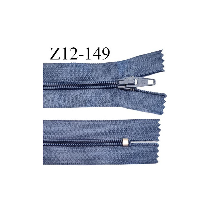 Fermeture zip 12 cm non séparable couleur bleu largeur 2.5 cm zip nylon longueur 12 cm largeur 4 mm prix à la pièce
