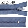 Fermeture zip 12 cm non séparable couleur bleu largeur 2.5 cm zip nylon longueur 12 cm largeur 4 mm prix à la pièce