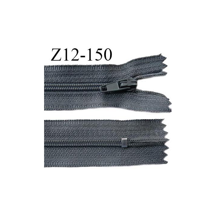 Fermeture zip 12 cm non séparable couleur gris largeur 2.5 cm zip nylon longueur 12 cm largeur 4 mm prix à la pièce