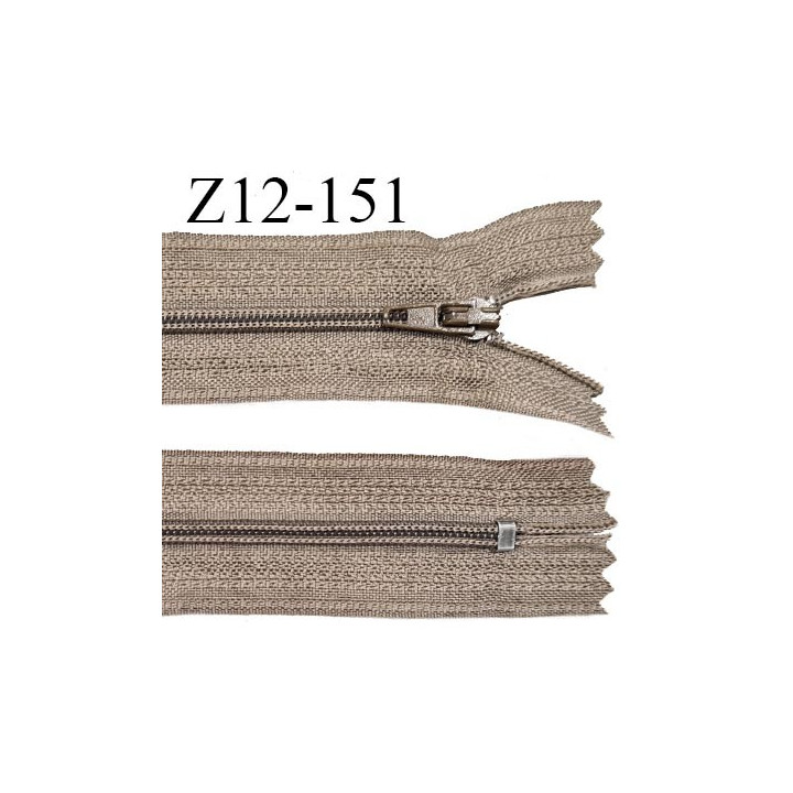 Fermeture zip 12 cm non séparable couleur marron clair largeur 2.5 cm zip nylon longueur 12 cm largeur 4 mm prix à la pièce