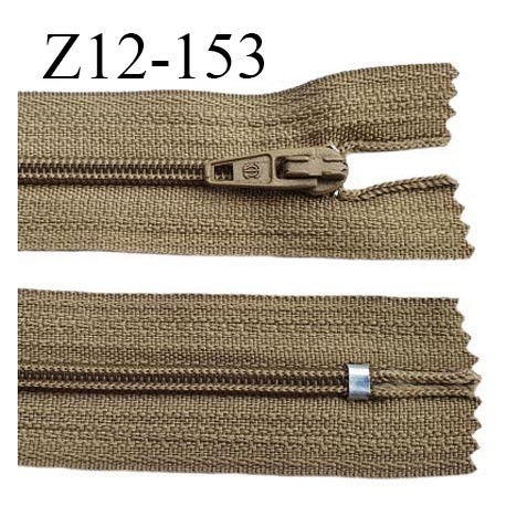 Fermeture zip 12 cm non séparable couleur kaki beige largeur 2.5 cm zip nylon longueur 12 cm largeur 4 mm prix à la pièce