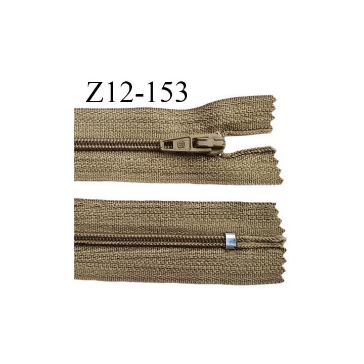 Fermeture zip 12 cm non séparable couleur kaki beige largeur 2.5 cm zip nylon longueur 12 cm largeur 4 mm prix à la pièce