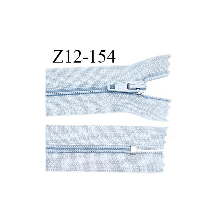 Fermeture zip 12 cm non séparable couleur bleu ciel largeur 2.5 cm zip nylon longueur 12 cm largeur 4 mm prix à la pièce