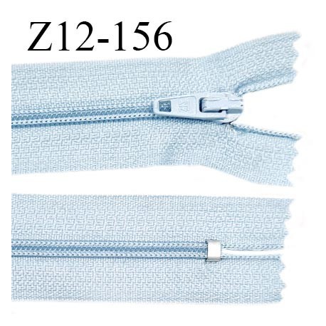 Fermeture zip 12 cm non séparable couleur bleu pastel largeur 2.5 cm zip nylon longueur 12 cm largeur 4 mm prix à la pièce