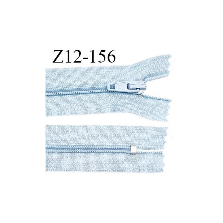 Fermeture zip 12 cm non séparable couleur bleu pastel largeur 2.5 cm zip nylon longueur 12 cm largeur 4 mm prix à la pièce
