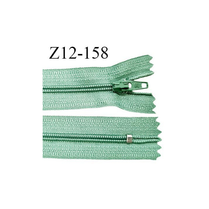 Fermeture zip 12 cm non séparable couleur vert largeur 2.5 cm zip nylon longueur 12 cm largeur 4 mm prix à la pièce