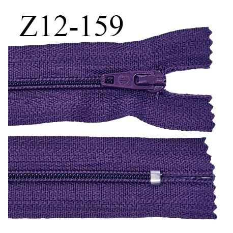 Fermeture zip 12 cm non séparable couleur violet indigo largeur 2.5 cm zip nylon longueur 12 cm largeur 4 mm prix à la pièce