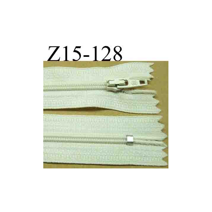 fermeture éclair longueur 15 cm  couleur blanc cassé non séparable largeur 2.5 cm zip nylon largeur du zip 4 mm