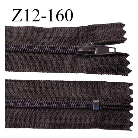 Fermeture zip 12 cm non séparable couleur chocolat foncé largeur 2.5 cm zip nylon longueur 12 cm largeur 4 mm prix à la pièce