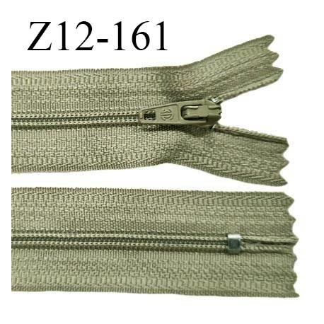 Fermeture zip 12 cm non séparable couleur kaki clair largeur 2.5 cm zip nylon longueur 12 cm largeur 4 mm prix à la pièce