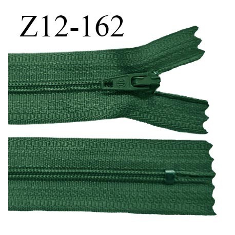 Fermeture zip 12 cm non séparable couleur vert bouteille largeur 2.5 cm zip nylon longueur 12 cm largeur 4 mm prix à la pièce