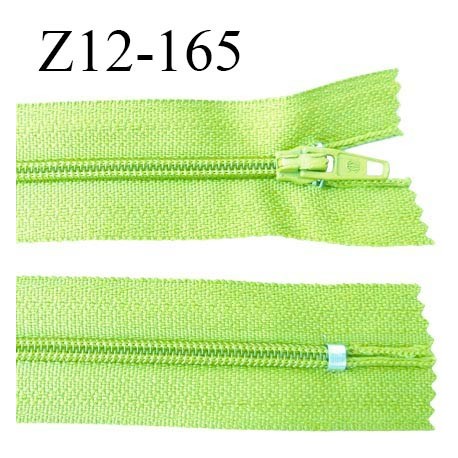 Fermeture zip 12 cm non séparable couleur vert pomme largeur 2.5 cm zip nylon longueur 12 cm largeur 4 mm prix à la pièce