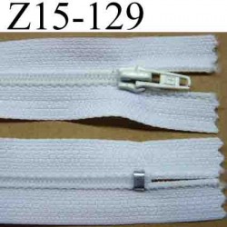 fermeture zip à glissière longueur 15 cm  couleur blanc non séparable largeur 2.5 cm zip nylon largeur du zip 4 mm