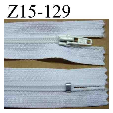 fermeture éclair longueur 15 cm  couleur blanc non séparable largeur 2.5 cm zip nylon largeur du zip 4 mm