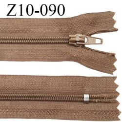 Fermeture zip 10 cm couleur marron clair non séparable largeur 2.5 cm glissière nylon largeur 4 mm longueur 10 cm prix à l'unité