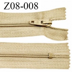 Fermeture zip 8 cm couleur beige non séparable largeur 2.7 cm glissière nylon largeur 4 mm longueur 8 cm prix à l'unité