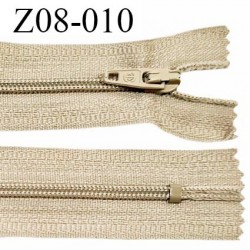 Fermeture zip 8 cm couleur mastic non séparable largeur 2.7 cm glissière nylon largeur 4 mm longueur 8 cm prix à l'unité