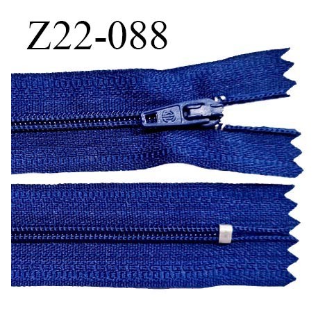 Fermeture zip 22 cm non séparable couleur bleu électrique avec glissière nylon invisible prix à l'unité