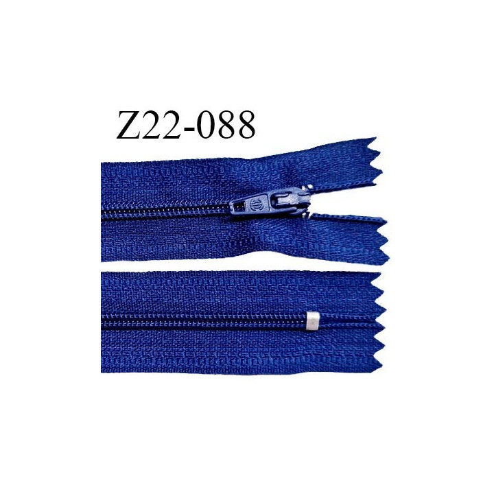 Fermeture zip 22 cm non séparable couleur bleu électrique avec glissière nylon invisible prix à l'unité