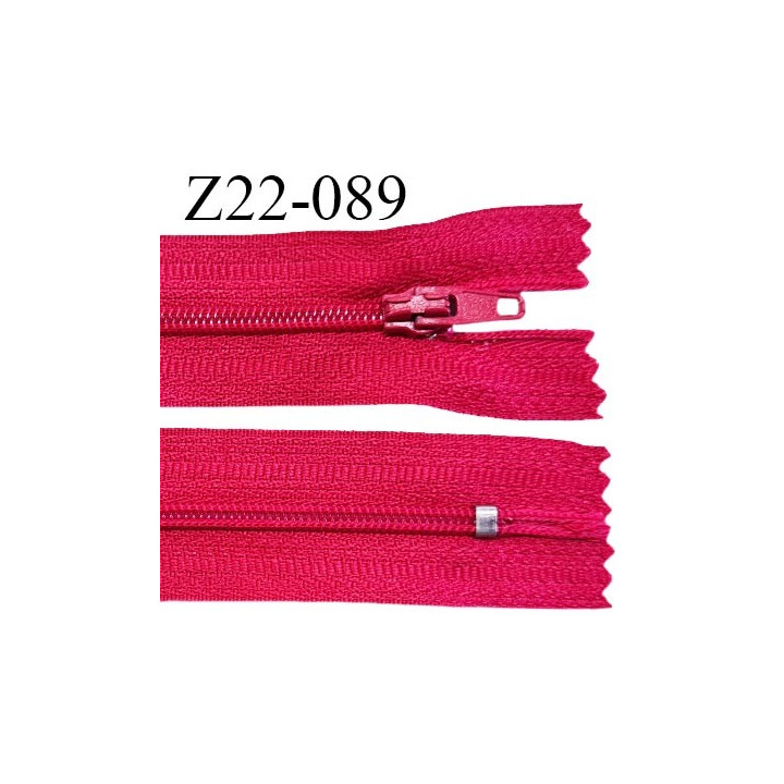 Fermeture zip 22 cm non séparable couleur rose fuchsia avec glissière nylon invisible prix à l'unité