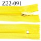 Fermeture zip 22 cm non séparable couleur jaune avec glissière nylon invisible prix à l'unité