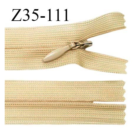Fermeture zip 35 cm non séparable couleur beige zip glissière nylon invisible prix à l'unité