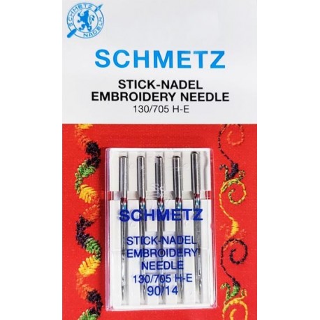 Aiguille schmetz  N° 90 Stick Nadeel Embroidery Needle  130 705 H E 90 la boite de 5 aiguilles