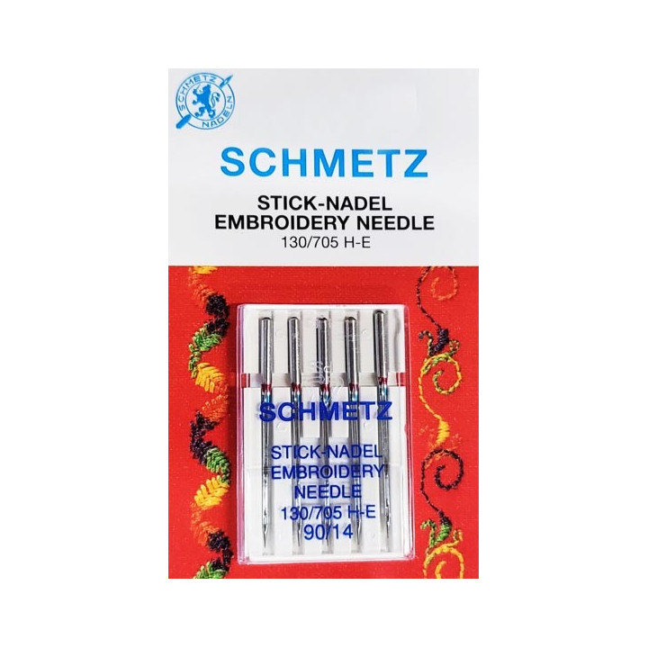 Aiguille schmetz  N° 90 Stick Nadeel Embroidery Needle  130 705 H E 90 la boite de 5 aiguilles