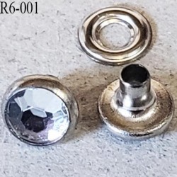 Rivet Strass à facette couleur cristal brillant et chromé style diament diamètre 6 mm prix pour un rivets et une rondelle