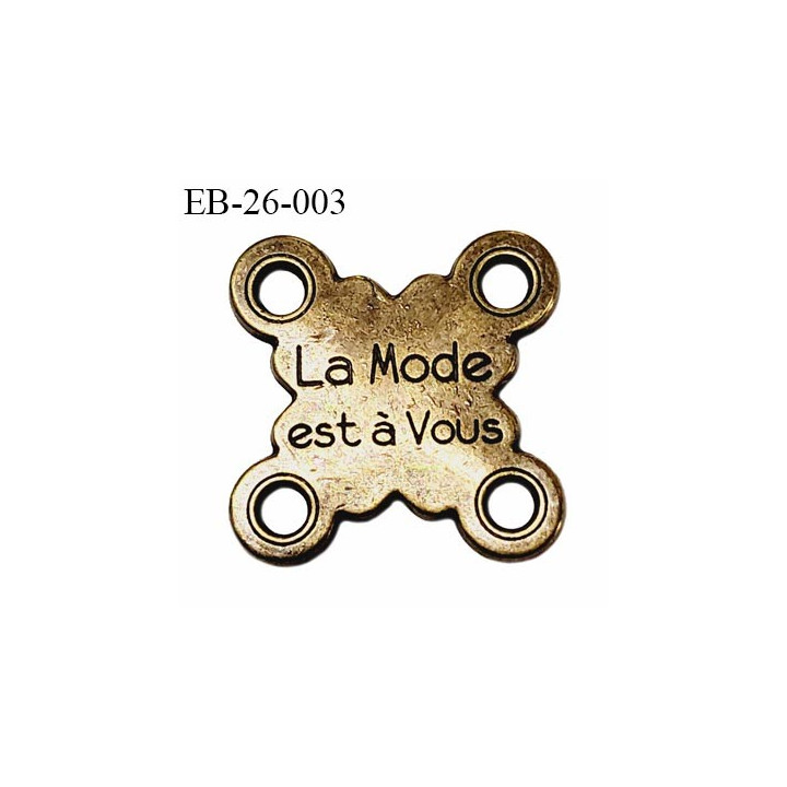 Plaque en métal couleur laiton superbe avec 4 trous aux angles la mode est à vous largeur 24 mm hauteur 24 mm