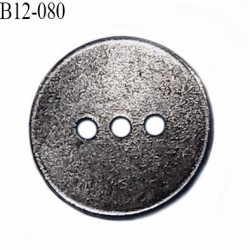 Bouton 12 mm en métal couleur acier 3 trous forme incurvé des 2 coté diamètre 12 mm épaisseur 1.5 mm prix à la pièce