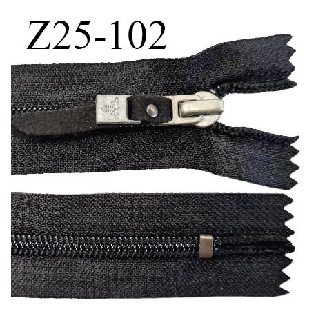 Fermeture zip à glissière 25 cm couleur noir non séparable zip nylon curseur en métal avec libellule Brocéliande prix à la pièce
