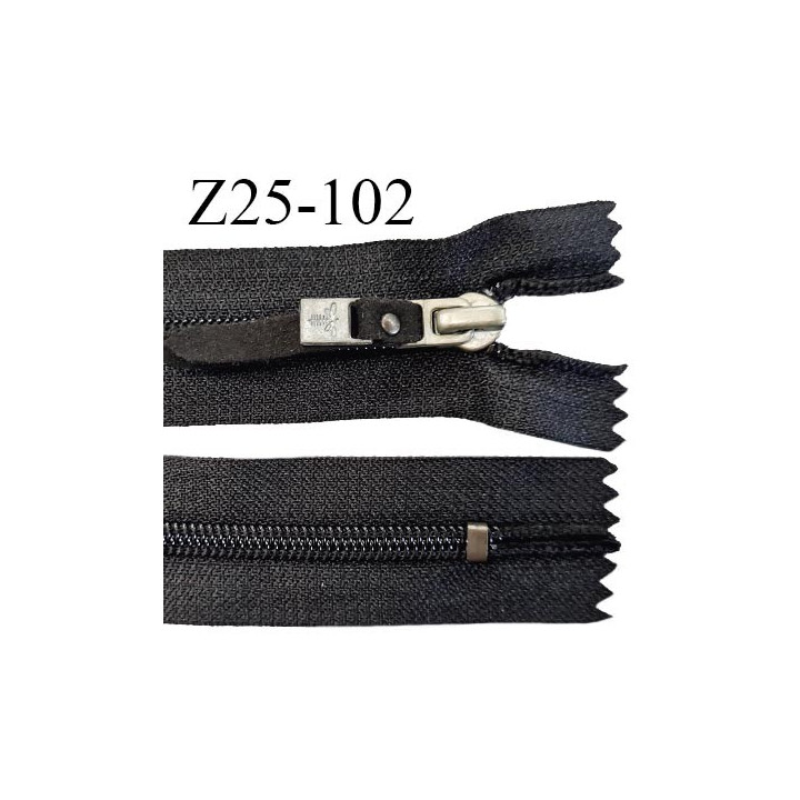 Fermeture zip à glissière 25 cm couleur noir non séparable zip nylon curseur en métal avec libellule Brocéliande prix à la pièce