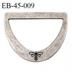 Boucle étrier en métal couleur chrome vieilli mat avec motif libellule Brocéliande prix à l'unité