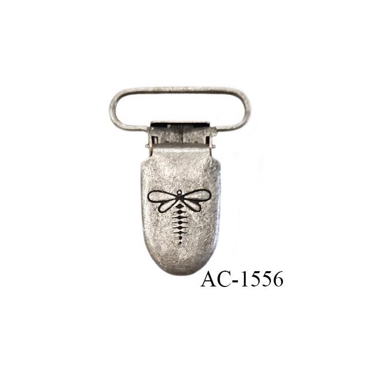 Clip bretelles libellule Brocéliande attache en métal tétines rondes en silicone passage pour l'élastique 25 mm prix à la pièce