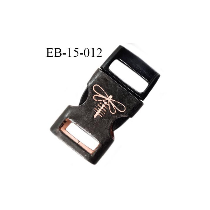Boucle clip en métal bronze vieilli noir passage pour une sangle de 10 mm de largeur passant coulissant prix à la pièce