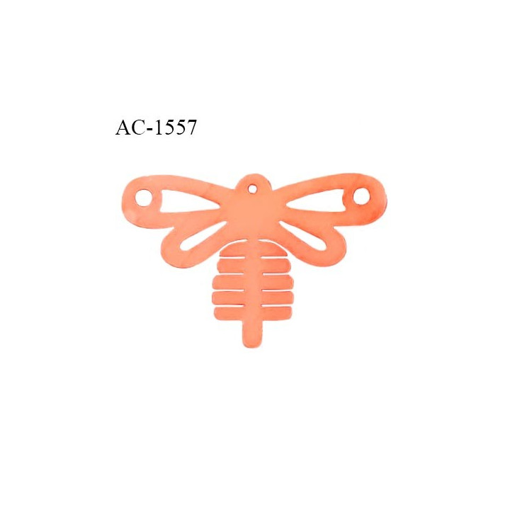 Décor ornement libellule Brocéliande couleur orange largeur 23 mm hauteur 15 mm épaisseur 3 mm prix à la pièce