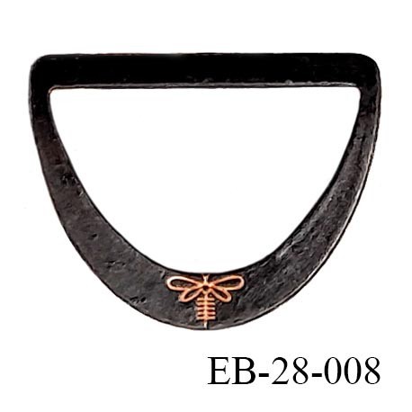 Boucle étrier en métal couleur laiton noir vieilli mat avec motif libellule Brocéliande prix à l'unité