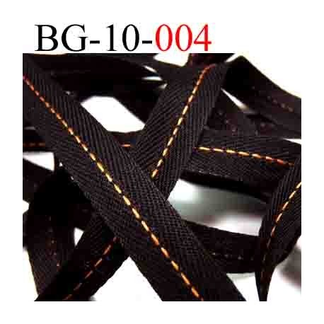 biais droit galon ruban couleur noir avec liseret orange largeur 10 mm vendu au mètre
