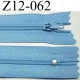 fermeture éclair longueur 12 cm couleur bleu ciel non séparable zip nylon largeur 2,5 cm largeur du zip 4 mm