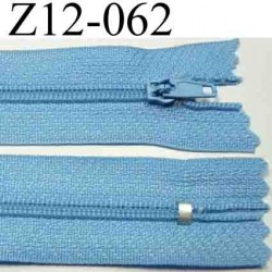 fermeture zip à glissière longueur 12 cm couleur bleu ciel non séparable zip nylon largeur 2,5 cm largeur du zip 3.5 mm