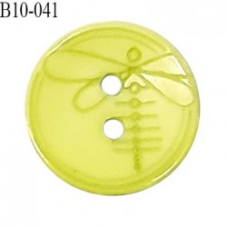 Bouton 10 mm en pvc couleur vert pomme motif libellule Brocéliande 2 trous diamètre 10 mm épaisseur 2 mm prix à la pièce