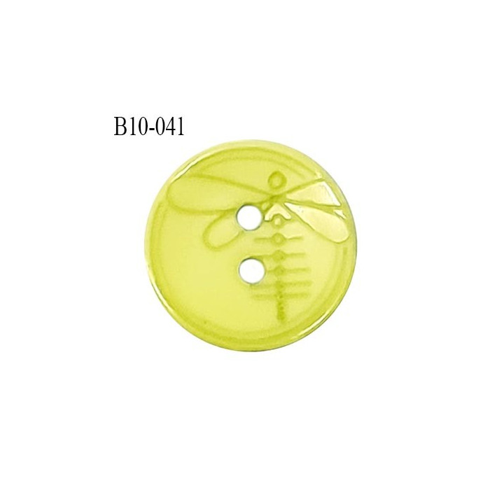 Bouton 10 mm en pvc couleur vert pomme motif libellule Brocéliande 2 trous diamètre 10 mm épaisseur 2 mm prix à la pièce