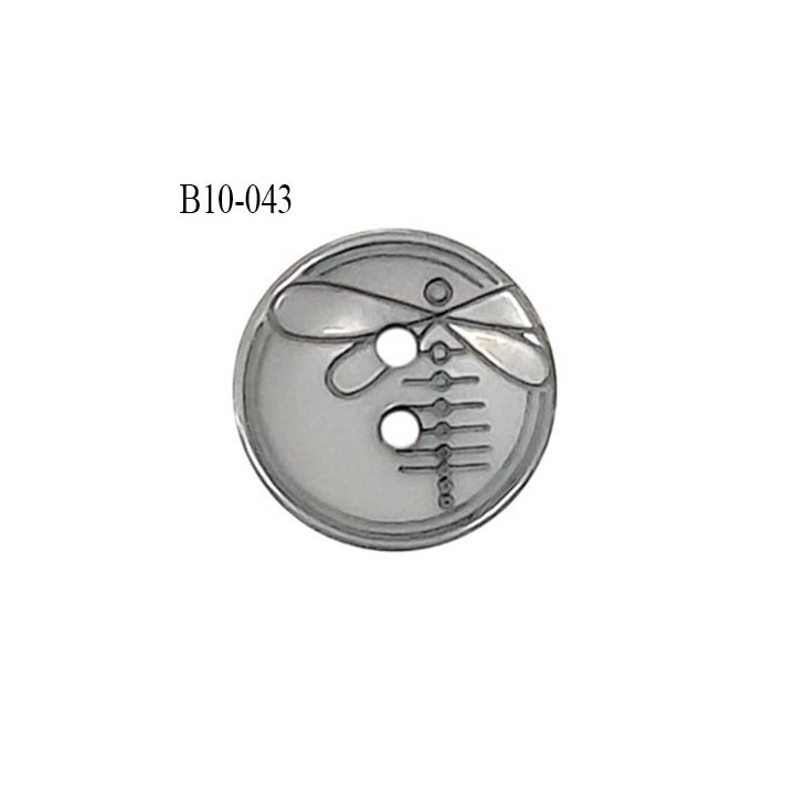 Bouton 10 mm en pvc couleur gris motif libellule Brocéliande 2 trous diamètre 10 mm épaisseur 2 mm prix à la pièce