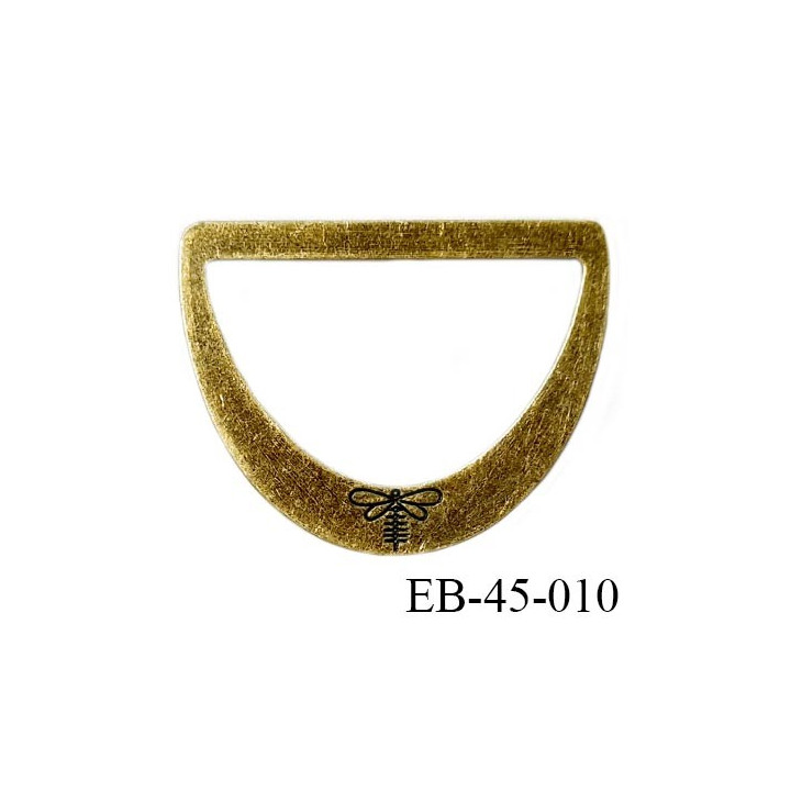 Boucle étrier en métal couleur laiton vieilli mat avec motif libellule Brocéliande prix à l'unité