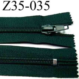 fermeture  éclair  longueur 35 cm couleur vert non séparable zip nylon largeur 3,2 cm largeur du zip 6,5 mm curseur métal