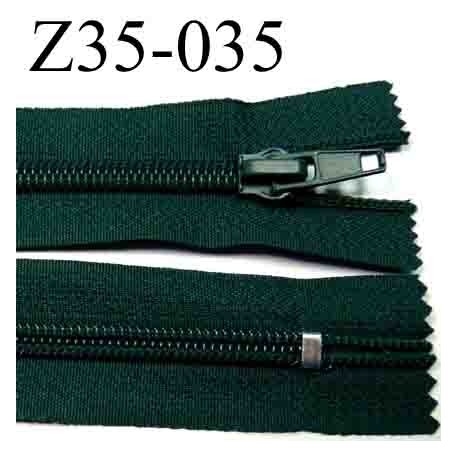 fermeture éclair longueur 35 cm couleur vert non séparable zip nylon largeur 3,2 cm largeur du zip 6,5 mm curseur métal