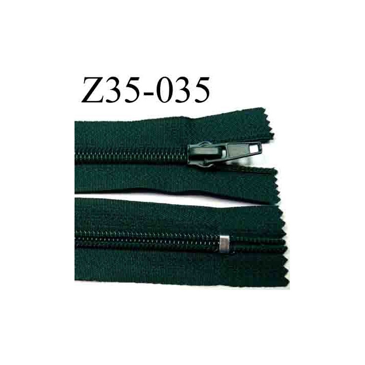 fermeture  éclair  longueur 35 cm couleur vert non séparable zip nylon largeur 3,2 cm largeur du zip 6,5 mm curseur métal
