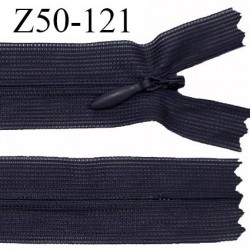 Fermeture zip 50 cm non séparable couleur bleu marine très foncé zip glissière nylon invisible prix à l'unité